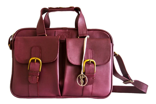 Portafolios Salvatierra 100%piel Color Magenta Vintage