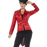 Smiffys Womens Sequin Tailcoat Jacket Ladies