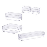 Conjunto 5 Organizadores Modular Multiuso P/ Gaveta 25x30 Cm