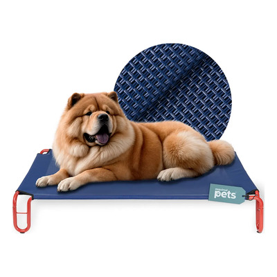 Cama Elevada Perro Catre Mascotas 110x76x20 Cm Esquimal Pets Azul-rojo Liso | Meses sin interés