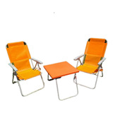 Combo Sillon Alto 5 Posiciones + Mesa De Camping