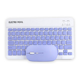 Combo Teclado + Mouse Bluetooh Electro Movil Lila