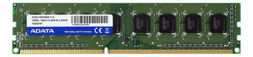 Memoria Ram Adata Udimm Ddr3 8 Gb 1600 Mhz Color Verde