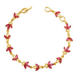 Pulsera Olivos Oro 14k Lam Cristal Swarovski Premium 19cm 