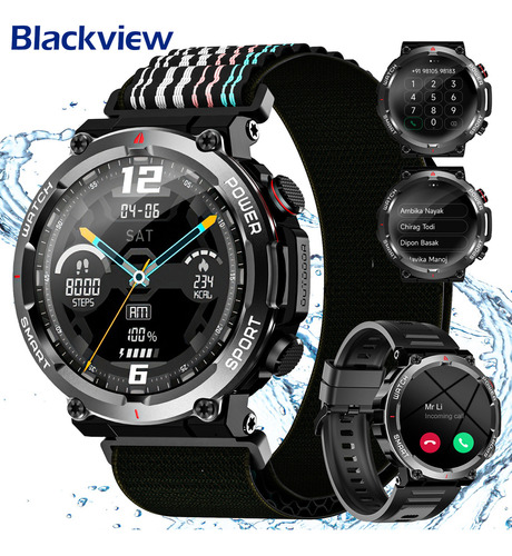 Blackview Smartwatch Bvw50 1,96  Esportes Militares Ao Ar Livre Lanterna Bluetooth 3 Atm Á Prova D'água