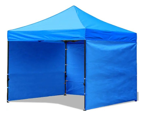 Toldo Plegable 2x2 Lona Engomada Y Paredes Laterales Azul 