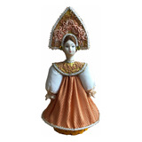 Muñeca Antigua Rusa, Vestido Naranja