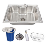 Cuba Gourmet Cozinha 60x42cm Aço Inox + Lixeira Embutir 5l