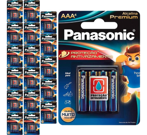 72 Pilhas Alcalinas Premium Aaa 3a Palito Panasonic 18 Cart