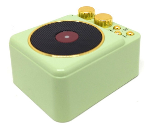 Bocina Bluetooth En Forma De Mini Tocadiscos En 3 Colores Color Verde