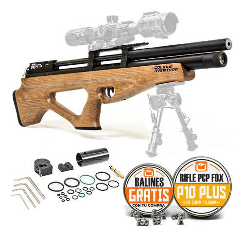 Rifle Pcp Fox P10  Plus Cal 6,35m Bullpup - Cargador - Envio