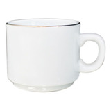 Set X4 Taza Cafe Pocillo Borde Dorado Porcelana Tsuji 499