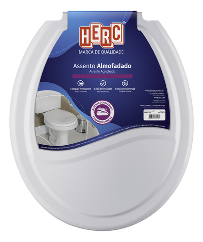 Assento Sanitário Almofadado Tampa Vaso Oval Herc Universal