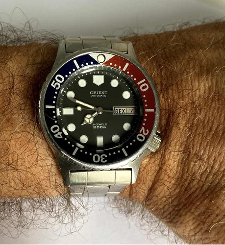 Relógio Orient Diver Shark Pepsi 469dh3-60 38,5 Mm Impecável