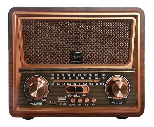 Radio Portátil Bluetooth Retro Vennetian Usb Am - Fm / 9135