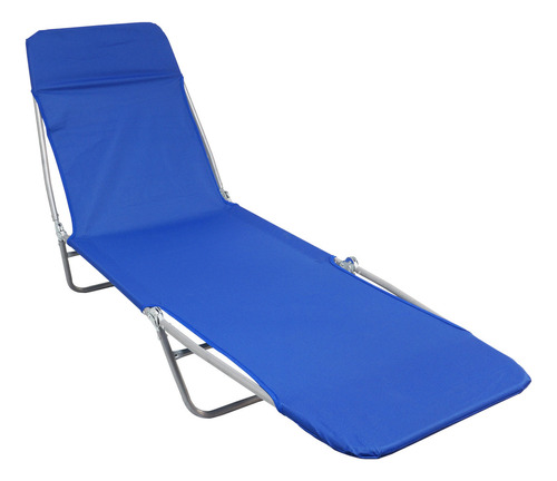 Cadeira Espreguiçadeira 3 Posições Dobrável Praia Azul Cor Azul-escuro