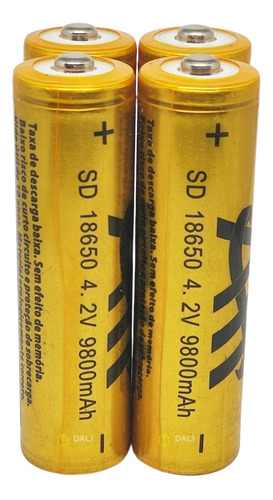 4 Baterias Recarregável 18650 9800mah 4.2v Lanterna Tática