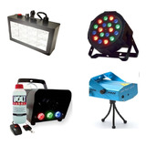 Kit Festa Balada Iluminação Canhão Rgb Strobo Laser M.fumaça