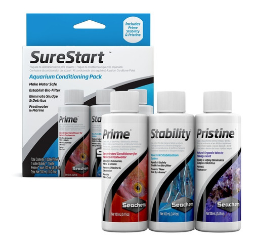 Seachem Sure Start Pack 100ml Prime + Stability + Pristine