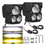 Hispeed® Par Faros De Lupa Doble Color Luz Para Auto Moto