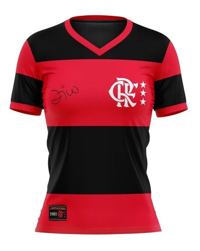 Camiseta Feminina Flamengo Libertadores 81 Zico 10 Retrô Crf