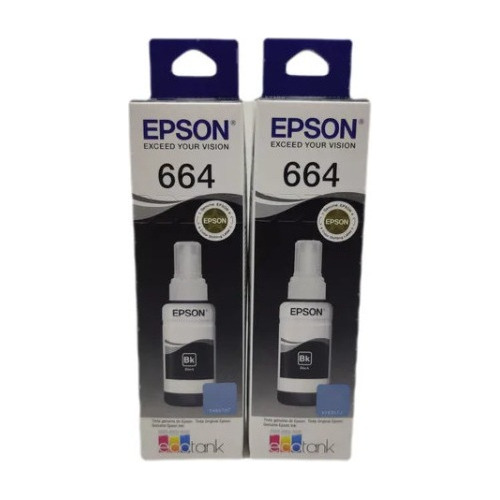 Kit 2 Refil Tinta 664  Ecotank T664 Preto Para Epson 