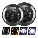 Par 7'' Led Faros Redondos Angel Eye Wrangler Jeep Vocho