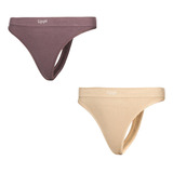 Ropa Interior Lippi Mujer Pack Skintec Sport Thong Malva Y T