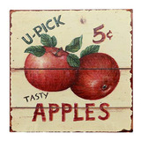 Cartel De Hojalata Con Diseño De Manzanas De 5 Centavos