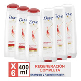 Dove Shampoo Y Acondicionador Regeneracion Extrema Pack X6