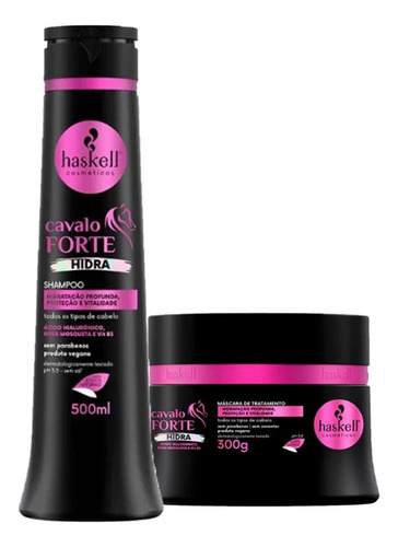 Kit Haskell Cavalo Forte Hidra Shampoo 500ml, Máscara 300g