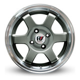 Rodas Esportivas Aro 15x6 4x100 (jogo) P300 + Bicos Cor Grafite Com Diamantado