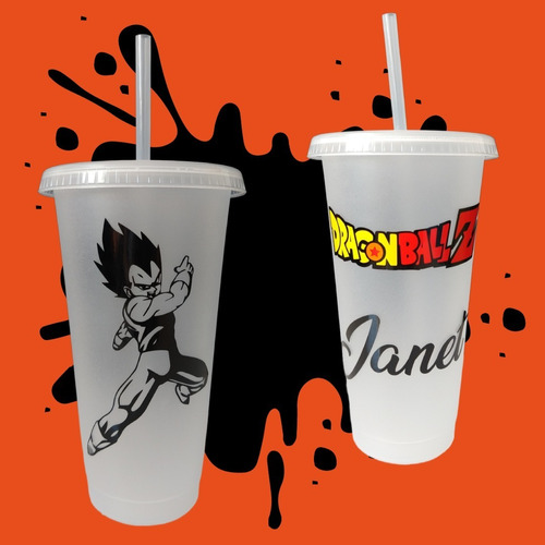 Vaso Personalizado - Dragon Ball Z Vegeta - C/ Tapa Y Popote