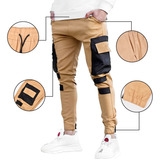 Joggers Pantalon Ajustado Elasticado Cargo De Varon