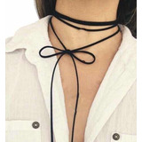 Choker Moño Lazo Moda Negro Tiras Mujer Collar Accesorio