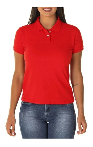 Kit 4 Camisetas Camisas Polo Feminina Uniforme Malha Piquet