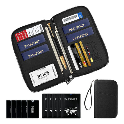11 Pz Cartera Porta Pasaporte Tarjetas Bols Protección Rfid