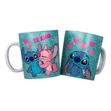 Taza Stich, Enamorados, Amor, Amistad, Turquesa, Disney,peli