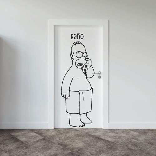 Vinilo Decorativo Homero En Toalla Puerta Baño