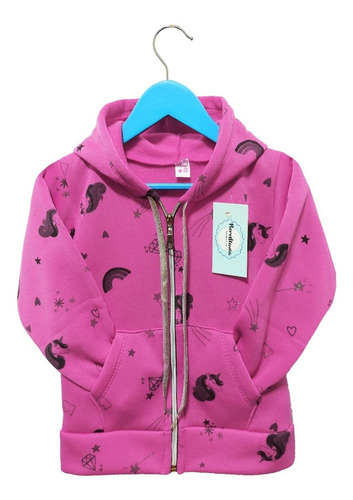 Campera Unicornio De Algodón Doble Frisa Para Nena