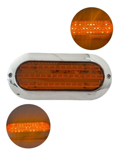 Plafón Ovalado Plano 6 Pul Con 36 Leds 12-24v Cromado