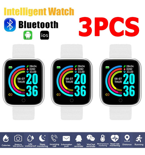 Reloj Inteligente Deportivo Impermeable Con Bluetooth 3pieza