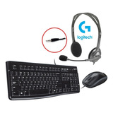 Kit Teclado Y Mouse Logitech Mk120 + Auricular Con Mic H111