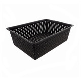 Cesta Rectangular Grande De Plastico Tejido, Organizador