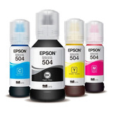 Combo 4 Botella Tinta Epson 504 Negro Cian Magenta Amarillo