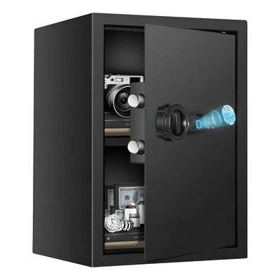 Caja Fuerte Biométrica Para Huellas Dactilares,30 X 35 X 50cm Grande Electrónica Seguridadcodigo Digital Y Llave, Adecuado Para Documentos De Joyería En Efectivo En El Hogar, Hotel, Oficina Negro