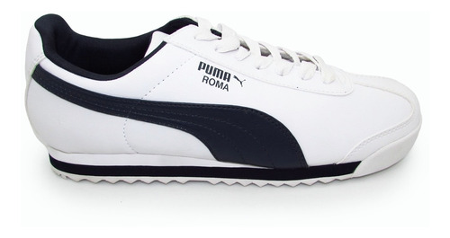 Tenis Puma Roma Basic 353572 12 White Navy Blanco Azul 