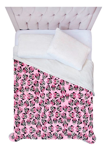 Cobertor Individual Borrega Pink Minnie Disney 2 Vistas