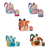 Kit Mochila Infantil + Lancheira Animais Bichos Zoo Pets