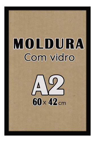 Kit 4 Molduras Quadros A2 Com Vidro Moldura Laqueada